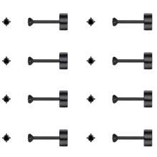 8 Pairs Tiny Stainless Steel Stud Earrings Set For Women Men Cubic Zirconia Flat Back Earrings Hypoallergenic Cartilage Earrings Piercing Jewelry, Golden Silver Black Earring Jewelry - 2mm - View 6