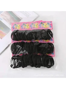 Kit 72 unidades de Elástico de Cabelo Feminino Xuxinha Rabicó Para Cabelo De Cores Preta e Mistas Com Alta Elasticidade E Durabilidade - Preto - Visão 9
