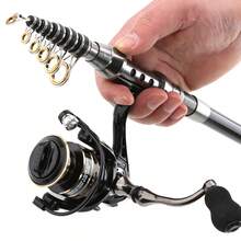 1.8-3mSpinning Casting Carbon Fishing Rod Portable Travel Rod Spinning Fishing Rods Fishing Tackle Telescopic - Black - View 4
