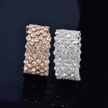 1 pieza de brazalete abierto de 5 capas con estilo europeo y americano de moda con diamantes de imitación blancos y brillantes, joyería digna de boda para mujeres adecuada para actuaciones en el escenario