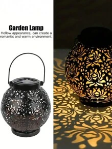 1pc Solar Lantern Lights Outdoor LED Solar Hanging Lantern Lights With Star Projection, Warm White Solar Garden Lights Retro Table Lantern Lights Waterproof For Garden Patio Courtyard Path Fall Decor House Decor Outdoor Decor