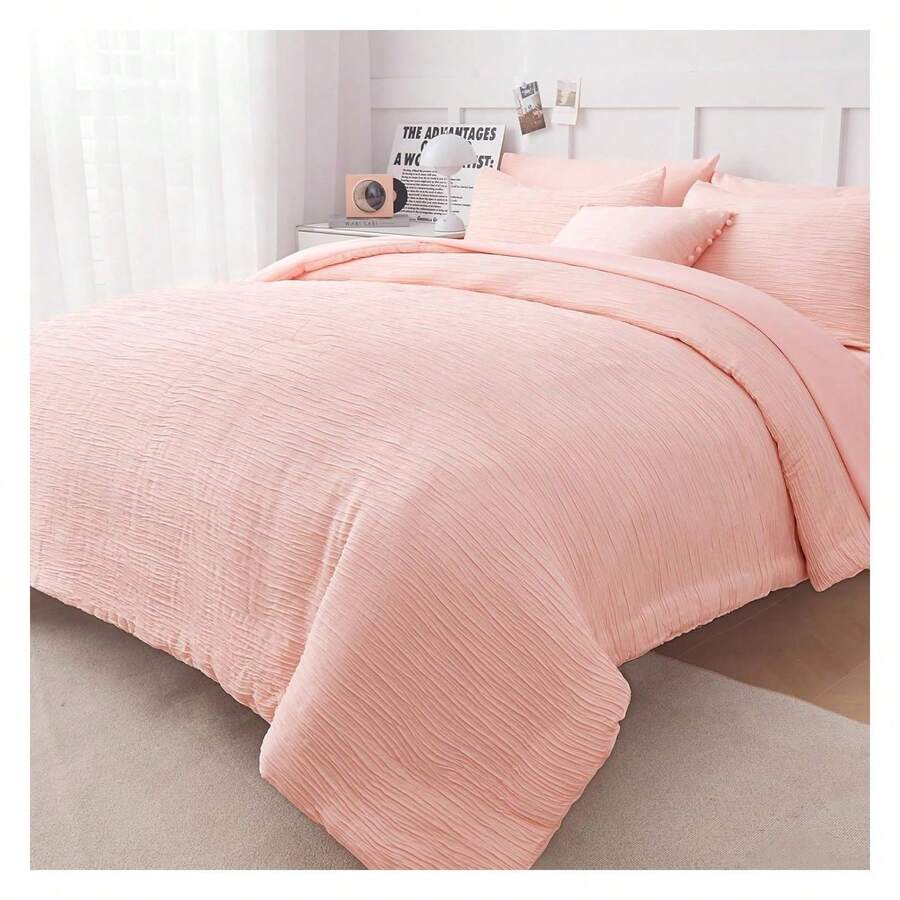 8 Piece Woven Texture Comforter Set Queen, Bed In A Bag Bedding Sets Queen With Comforter And Sheets, Soft Lightweight Comforter Set With Deocor Throw Pillow, - Multicolor - View 1