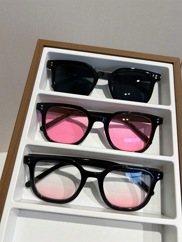 3pcs Round Eyeglasses For Women, Fashionable Couples Matching Eyewear For Outdoor, Beach Party, Runway