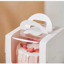 10PACKS DIY Paper Box With Window Paper Gift Cake Box Cake Packaging For Wedding Home Party Muffin Packaging Wedding Party Gift Bags School Supplies Food Bag Food Box Suitable For Candy Chocolate Cookies Etc. - White - View 4