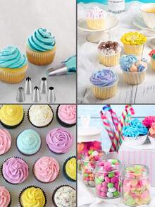 5pcs Pastry Icing Tips Set, Stainless Steel Frosting Pipes Kit, Baking Tools With Decorating Tips And Cupcake Wraps - Silver - View 6