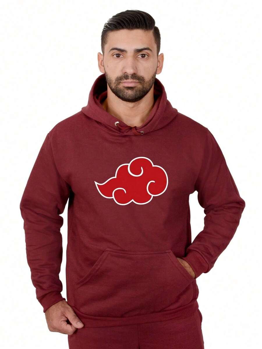 Men Sweatshirts - 酒紅色 - 查看 1