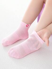 5 Pairs Girls Summer Thin Mesh White, Pink, Purple, Magenta Letter Ankle Socks, Middle & Tall Sizes, Breathable New Spring/Summer Short Tube Socks, Fashion Sports Socks, Back To School - Multicolor - View 10
