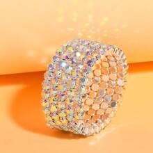 One 5-Layer European And American Personalized Fashionable Openable AB Rhinestone Bracelet, Multilayer Wide Cuff Bangle Jewelry Suitable For Stage And Wedding Wear. - Wire Wrapped Bracelet - View 14