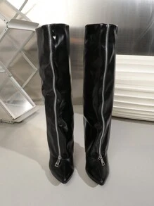 OMS Women's Fashion Thigh-High Boots, Pointed Toe Stiletto Heel Over-The-Knee Boots, European Style Long Boots