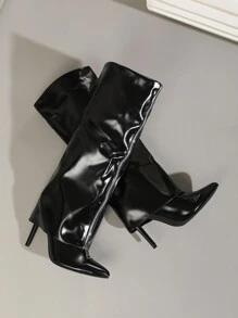 OMS Women's Fashion Thigh-High Boots, Pointed Toe Stiletto Heel Over-The-Knee Boots, European Style Long Boots