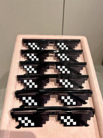 6 piezas Gafas de sol cuadradas de alta gama para hombres, accesorios para fotografía callejera de moda, para playa, exterior y viaje