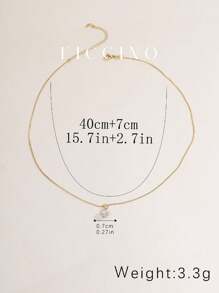 FICCINO FICCINO Miniature Exquisite Square Pendant With Gold Plating And Cubic Zirconia Inlay, Female Necklace Made Of Gold-Plated Titanium Steel Snake Chain, Golden Jewelry, Daily Collocation Or Occasion Wear Collarbone Chain, Festival And Anniversary Gifts With Box For Mother's Day