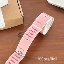 100pcs/Roll Simple Food Bag Sealing Sticker, "THANK YOU" Gift Decoration Stickers, Decorative Stickers For Packaging Bags Wedding Party Gift Bags - Multicolor - View 11