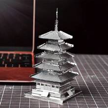 Modelo de Montagem Metálica 3D, Quebra-cabeça de Fivela de Aço Inoxidável DIY, Modelo de Arquitetura, Sem Necessidade de Cola, Presente de Aniversário, Ornamento Decorativo, Ponte de Brooklyn, Cinco Pagodes, Moinho de Vento Holandês