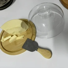 Porta Queijo Em Bambu Tampa Queijeira Bambu Ecokitchen Lyor Rojemac Decoração Cozinha Mesa posta Almoço Café da manhã Quejeira em Bambu - Caqui - Visão 10