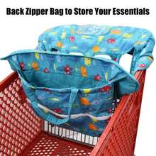 1入厚雙座超市購物車墊，適用於嬰兒和幼兒，卡通舒適墊，適用於雙胞胎 - 多彩魚 - 查看 4