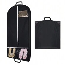 1pc 128cm Suit Garment Bag, Suit Cover Bag For Travel And Storage, Suit Protective Cover, Dustproof Clothes Bag With 2 Large Pockets And 2 Handles, Suitable For Suits, Coats, Dresses, Shirts, Etc. - Black - View 1