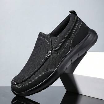 1pair Men Casual Slip-Resistant Breathable Mesh Loafers, Big Size High-Quality Athletic Shoes