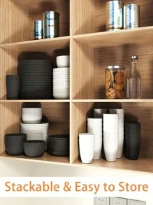 16pcs Unbreakable Reusable PP Plastic Cutlery Set, Including Plates, Bowls And Cups For 4 Persons, Suitable For Home Use And Outdoor Picnic School Supplies,Back To School - White - View 6