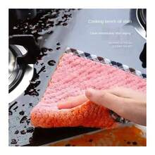 Kitchen Towel Rag Microfiber Kitchen Rag Dish Cloth Non-Stick Oil Thickened Table Cleaning Cloth Absorbent Scouring Pad Home - Green - View 6