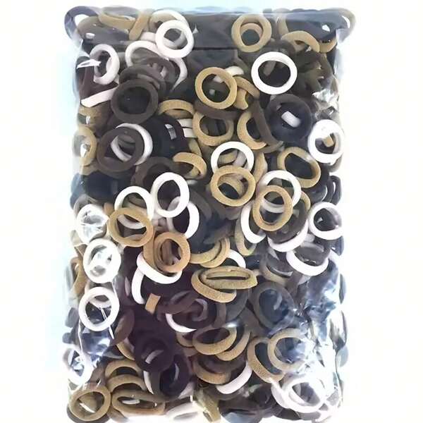 100pcs Coffee Color Fabric Scrunchies, Hair Ties, Hair Accessories For Girls