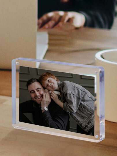 1pc Acrylic Strong Magnetic Photo Frame With Stand, Table Name Card Holder, Crystal Photo Frame, Price Sign, And Idol Card Magnetic Badge Gifts Birthday Graduation