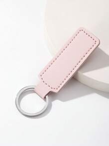 1pc Unisex PU Leather Keychain With Windmill Key Pendant, DIY Key Ring Accessory - Pink - View 2