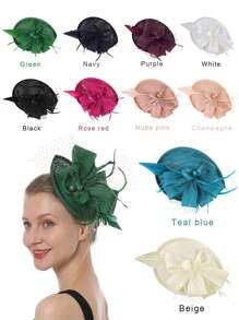 1pc Women's Kentucky Derby Fascinators Tea Party Hat Mesh Floral Feather Hair Clip Fascinator Headwear For Wedding Cocktail Mini Hats Tiny Hats Mini Top Hat Mini Cap, Gifts
