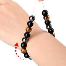 1pc Triple Protection Hematite Tiger Eye Obsidian Bracelet Men Women Stylish Durable Stainless Steel Design For Daily Commute Jewellery Father's Day - L0393 - View 2