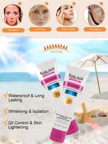 Locion de protector solar de acido quinico 50g, adecuado para todo el Body, efecto protector solar y de aislamiento - Blanco - Ver 4