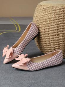 Chaussures plates à bout pointu confortables pour femmes avec design en nœud papillon noir/blanc/bleu marine/rouge style de fête/jaune style casual/chaussures roses pour la Saint-Valentin
