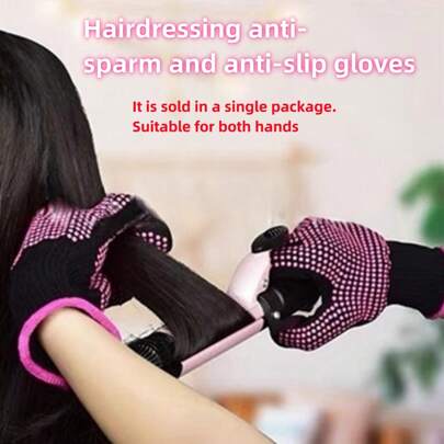 1 pieza Guante resistente al calor y antideslizante de color rojo para peinado, guantes aislantes del calor para rizador, plancha y secador de pelo