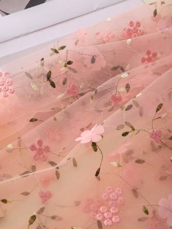 1pc Multicolor Elastic Soft Mesh Fabric Dense Mesh Window Curtain Wedding Decoration Nylon Gauze Fabric Embroidered Mesh Fabric