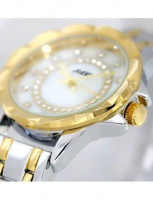 NARY 1pc Elegant & Luxurious Women Quartz Watch, Fashionable Rhinestone Decorated Dial With Steel Band, Suitable For Daily Life, Parties And Events