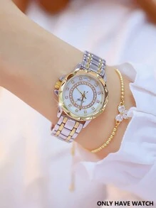 NARY 1pc Elegant & Luxurious Women Quartz Watch, Fashionable Rhinestone Decorated Dial With Steel Band, Suitable For Daily Life, Parties And Events
