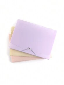 1pc A4 Expanding File Folder For Stationery Storage, Minimalist And Multifunctional Organizer With 13 Pockets, Suitable For Office And Students Use - Purple - View 1