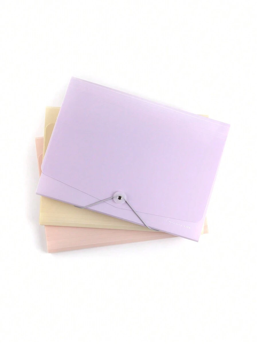 1pc A4 Expanding File Folder For Stationery Storage, Minimalist And Multifunctional Organizer With 13 Pockets, Suitable For Office And Students Use - Purple - View 1