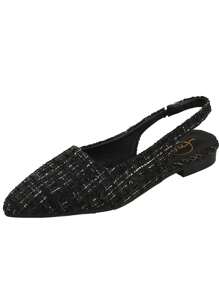 High-End Vintage Women's Shoes With Closed Toe, Ladies' Sandals, Spring/Summer, French Romantic Pointed Toe, Ultra Comfortable Low Heels, Hollow-Out Shoes