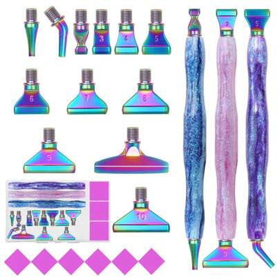 New Diamond Painting Pen Accessories Tools Set,1Set Diamond Art Resin Pen And Multifunctional Metal/Plastic Screw Thread Multi Placer Tips,Diamond Painting Drill Pens For DIY Diamond Art