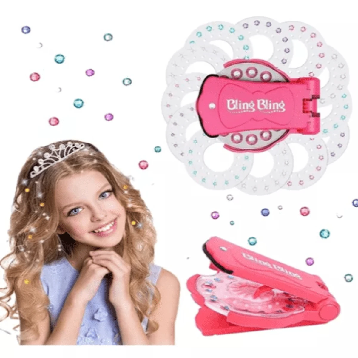 Blinger Gemas Engrapadora De Brillos Para Cabello Bling - Rosa - Ver 1