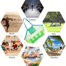 Multi-Use Large Mesh Storage Bag - Ideal For Beach Toys, Picnic Gear, And Travel Essentials; Durable Polyurethane