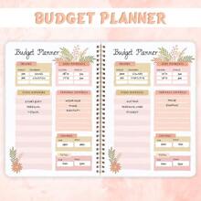 BUBU 1 pièce Agenda de budget en spirale - Cahier de suivi des dépenses avec organiseur financier mensuel, plan/grand livre financier non daté, pour gérer efficacement votre argent et trois autocollants - Rose bonbon - Voir 7