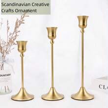 European-Style Iron Art Small Candlestick Set Of 3 For Dining Table, Western Candlelight Dinner, Wedding Decoration Candle Holder