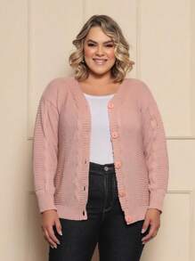 Plus Size Cardigans - Pink - View 1
