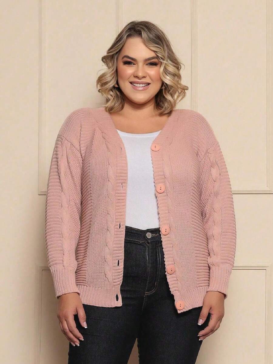 Plus Size Cardigans - Pink - View 1