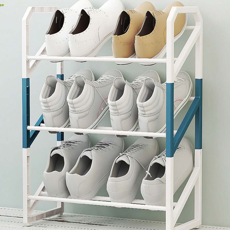 1入組穩固耐用的多層鞋架，帶防塵罩，易於安裝的鞋櫃，適用於家庭門口，臥室或宿舍 - 藍色 - 查看 1