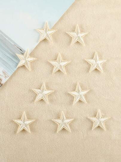 Conjunto de 10 peças Patch de Tecido Bordado em forma de Estrela para Acessórios de Roupas e Chapéus DIY aplicados com ferro de passar roupa.