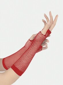 iwarm 1 Pair Women Fishnet Arm Sleeves - Red - View 1