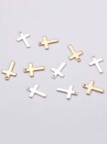 10pcs Mini Copper Cross Pendant Electroplated In Gold/Silver Color For DIY Bracelet/Necklace Making - 1 - View 1