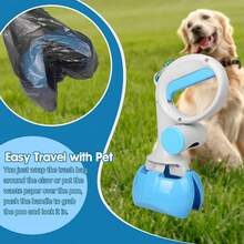 1pc Dog Poop Scooper Portable Pet Pooper Scooper With Garbage Bag For Outdoor Activities - Baby Blue - View 1